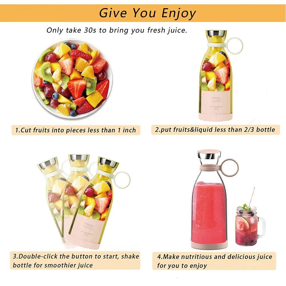Portable and Electric Blender Bottle Juicer for Shakes
