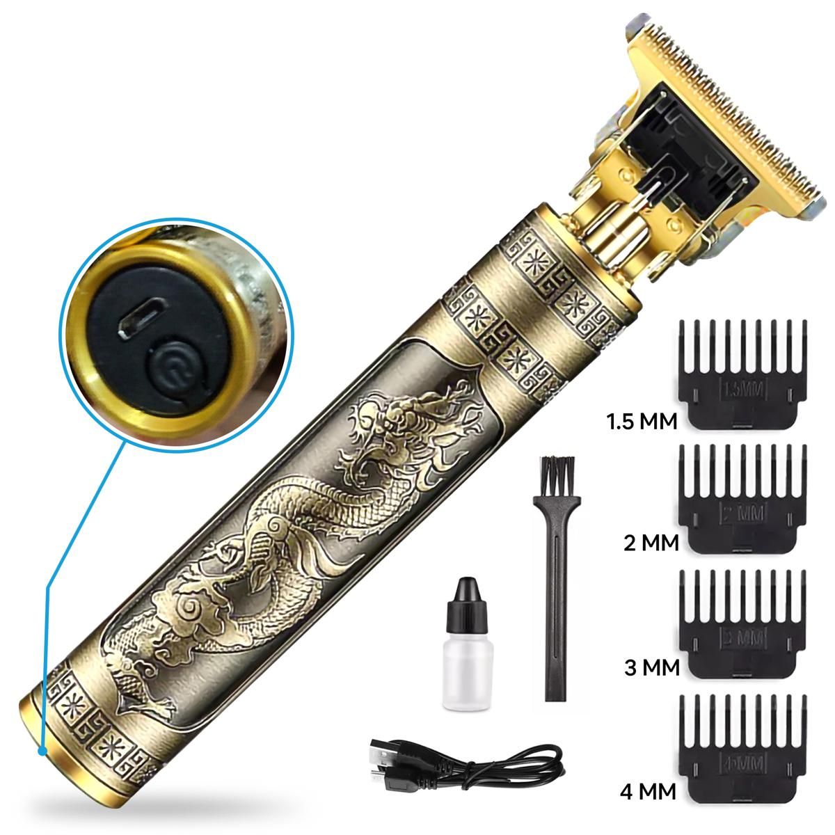 Metal Body T9 Trimmer VINTAGE T9 Dragon Style Metal Rechargeable